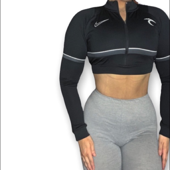 Nike Tops - Nike Reworked Zip Up Track Jacket Crop